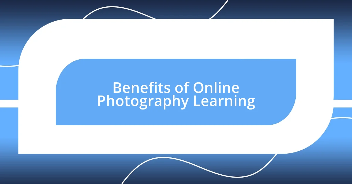 Benefits of Online Photography Learning