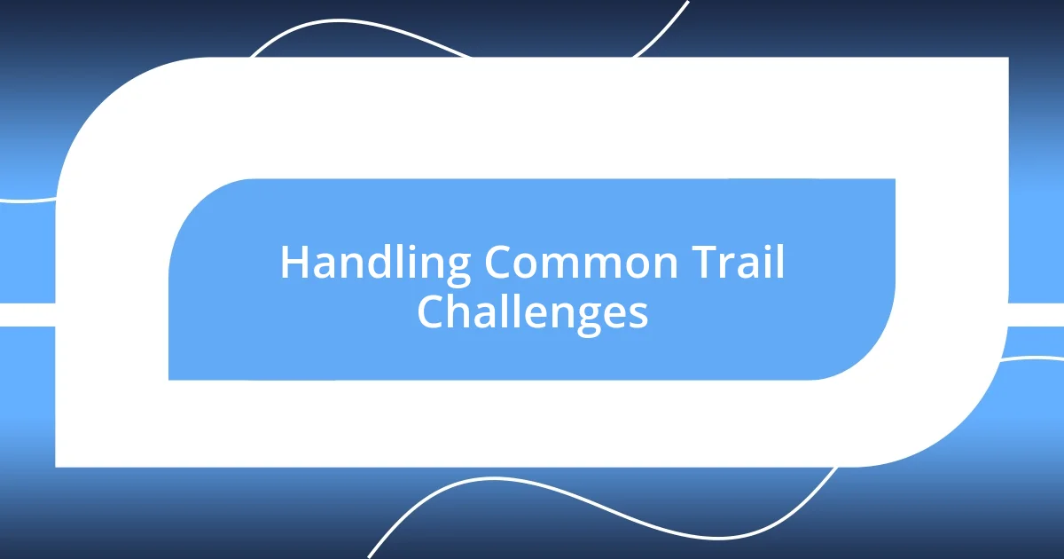 Handling Common Trail Challenges